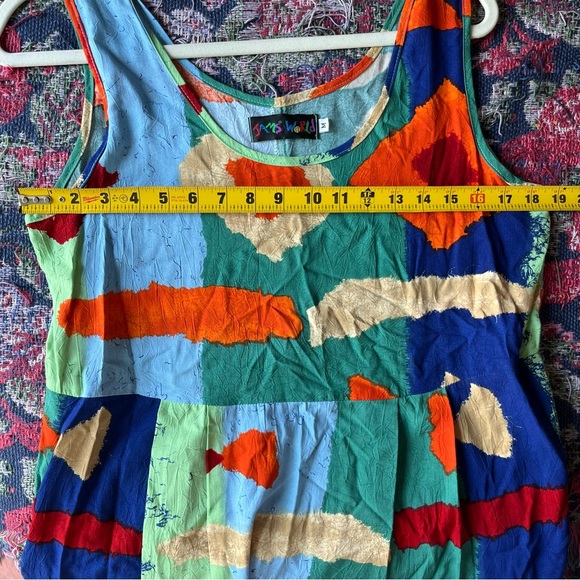 vintage 90s Jams World colorful abstract print midi tank top dress - Picture 7 of 8